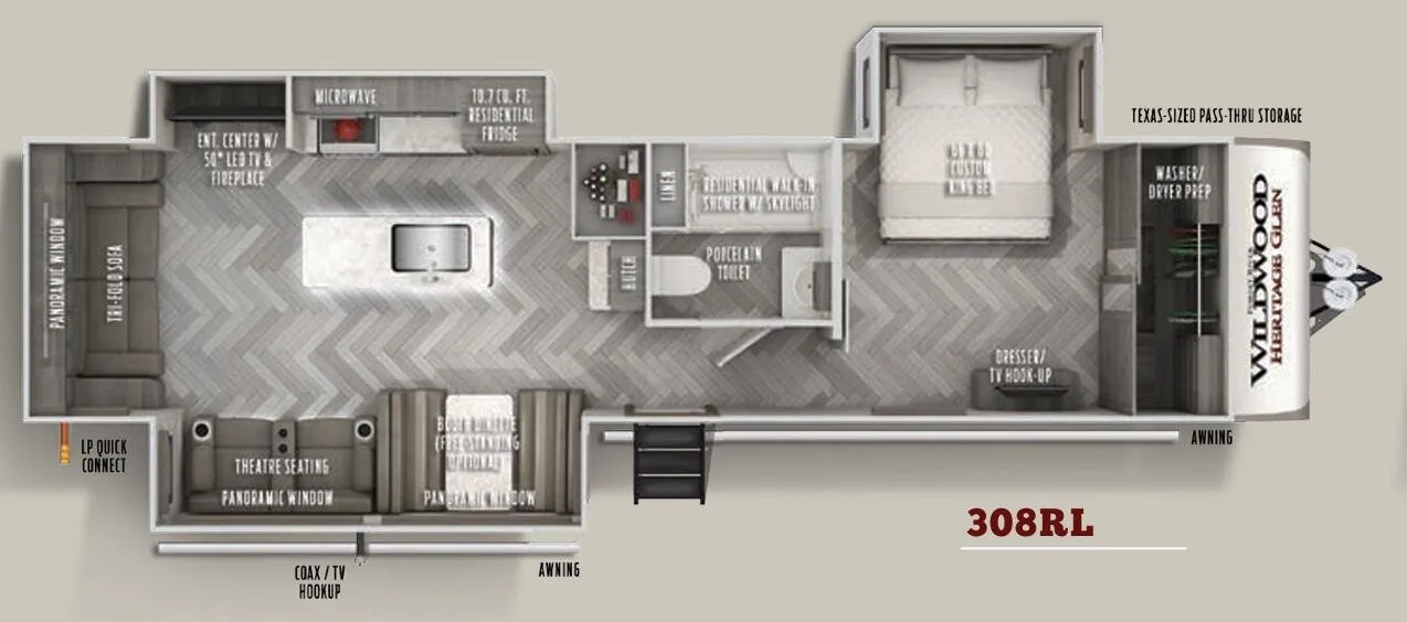 Forest River Wildwood Heritage Glen 308RL floor plan
