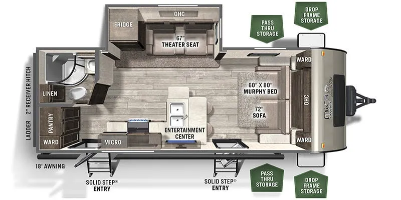 2022 Forest River Flagstaff Micro Lite 25FBS floor plan