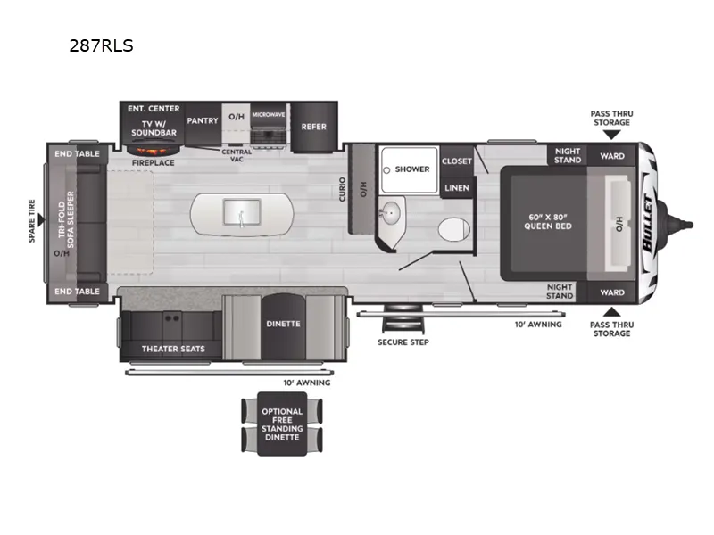 2025 Keystone Bullet 287RLS floor plan