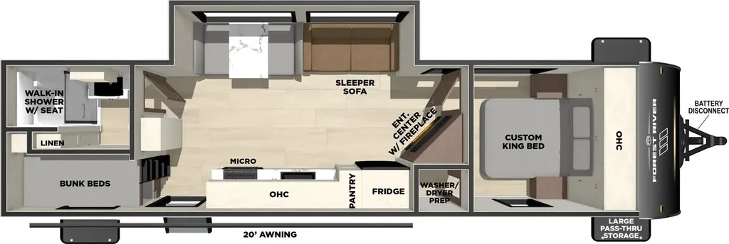 2026 Forest River Vibe Extreme Lite 2600BH floor plan