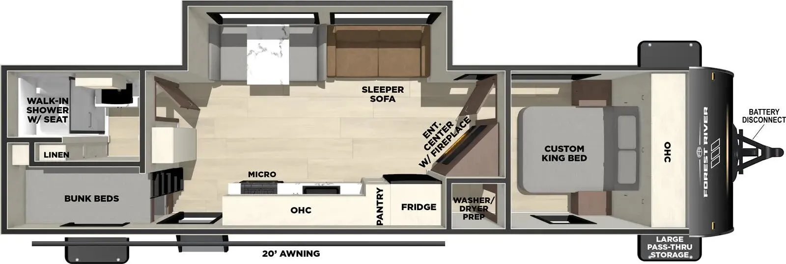 2026 Forest River Vibe Extreme Lite 2600BH - Floor plan