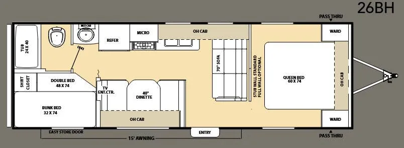 Coachmen Catalina 26 BH floor plan