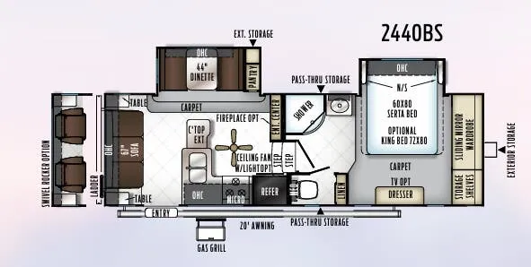 Forest River Rockwood Ultra Lite 2440BS floor plan