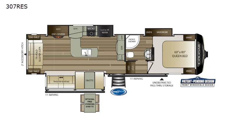 2020 Keystone Cougar 307RES - Floor plan