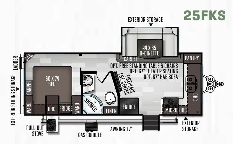 Forest River Flagstaff Micro Lite 25FKS floor plan