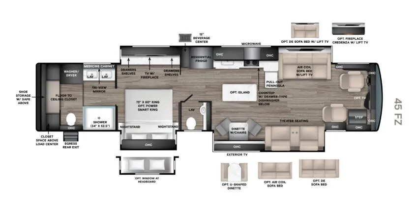 Tiffin Zephyr 45 FZ floor plan