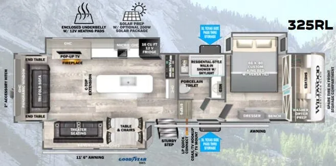 2024 Forest River Wildwood Heritage Glen 325RL - Floor plan