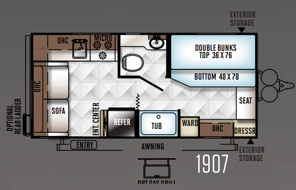 Forest River Rockwood Mini Lite 1907 floor plan