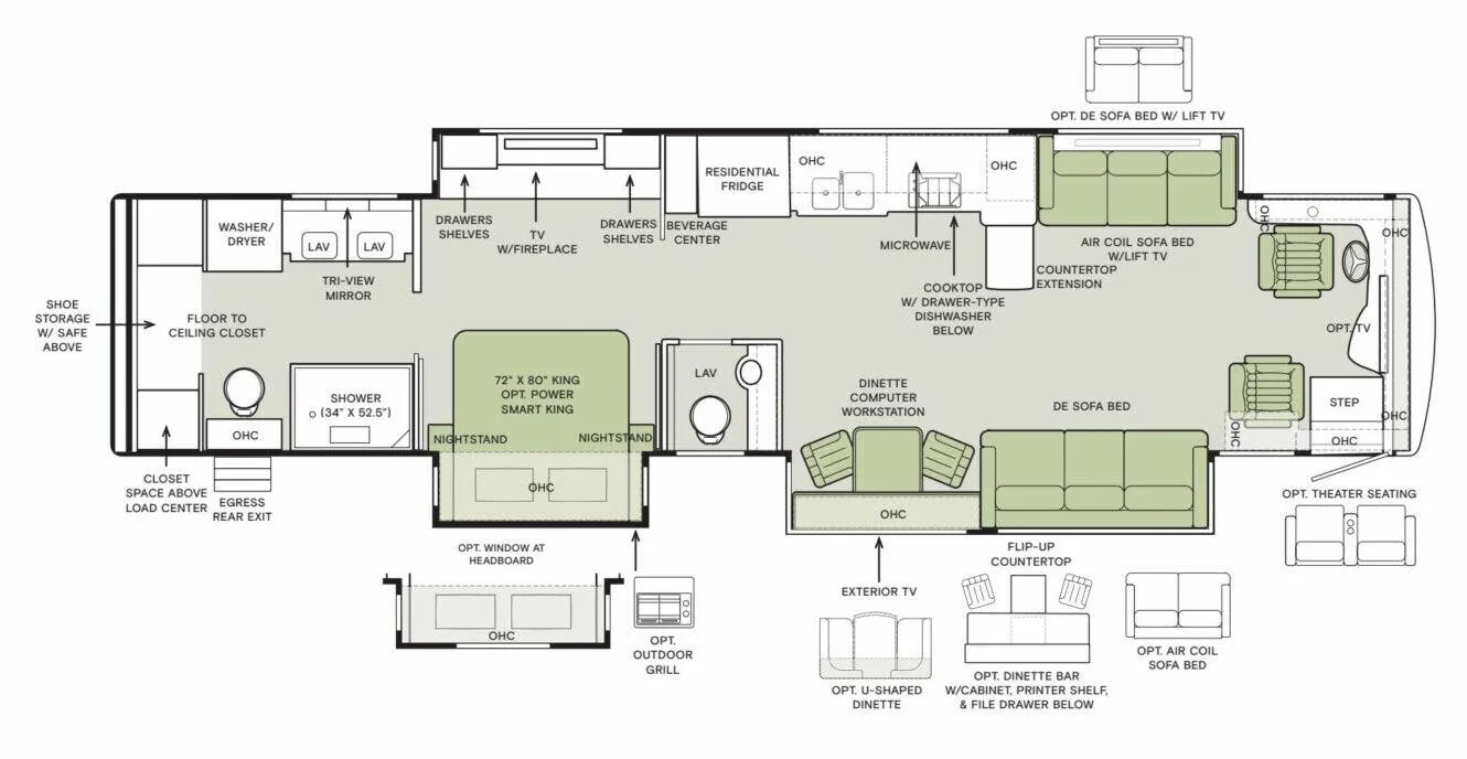 Tiffin Zephyr 45 FZ floor plan