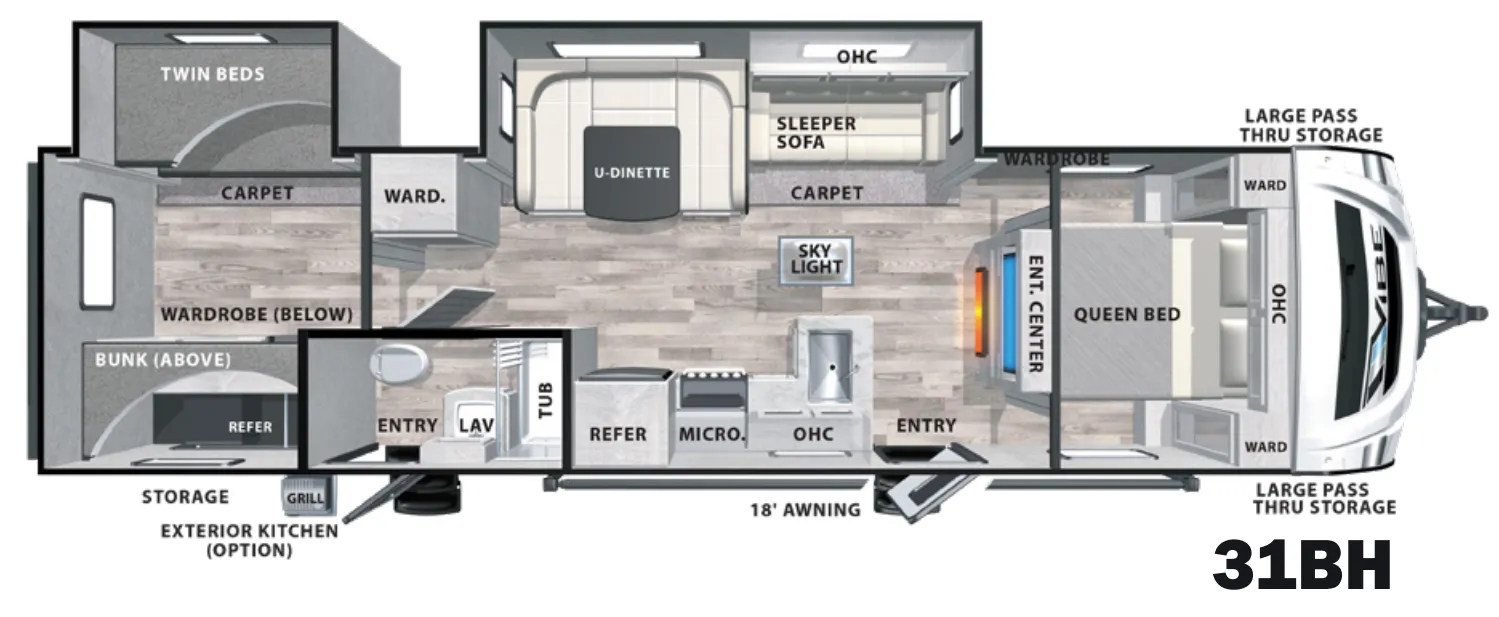 Forest River Vibe 31BH floor plan
