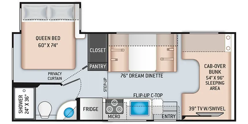 2020 Thor Motor Coach Freedom Elete 22FE - Floor plan