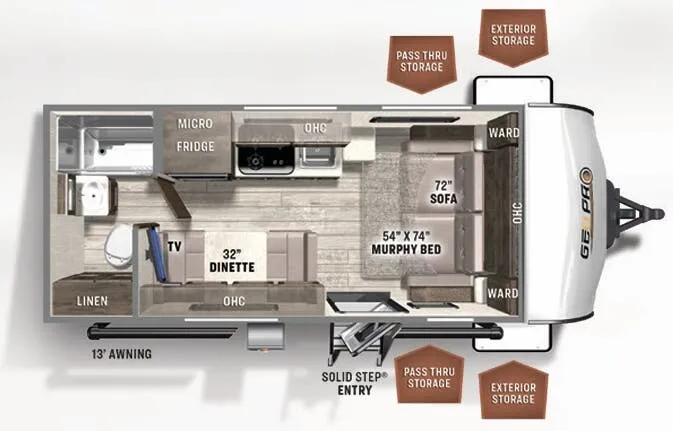 Forest River Rockwood Geo Pro 19FD floor plan