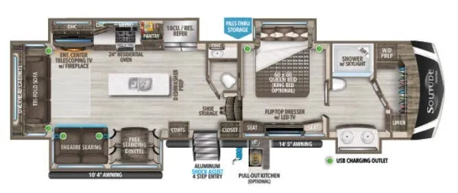 Grand Design Solitude 373FB floor plan
