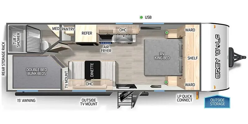 2025 Forest River Cherokee Grey Wolf 22MKSE - Floor plan
