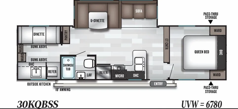 2019 Forest River Salem 30KQBSS floor plan