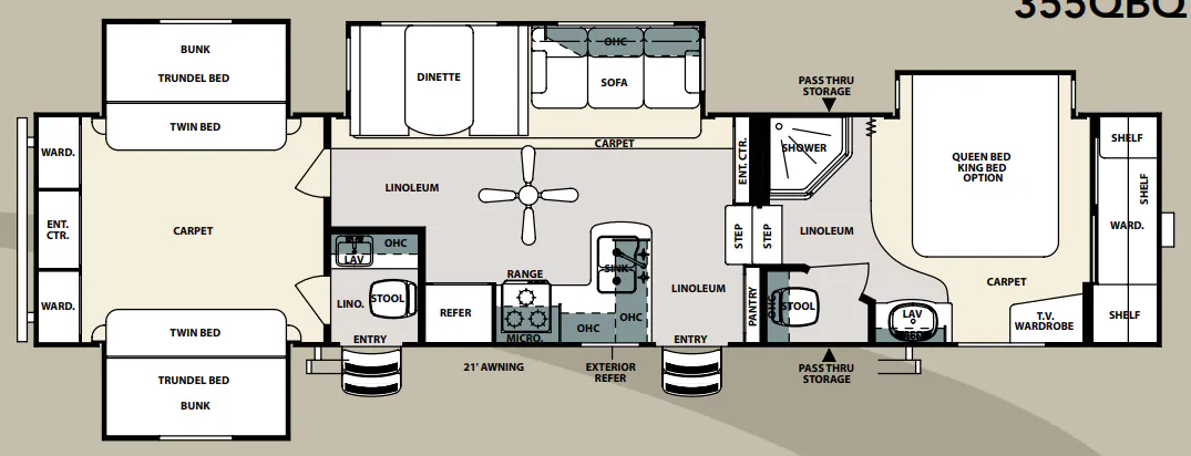 Forest River Sandpiper 355QBQ floor plan
