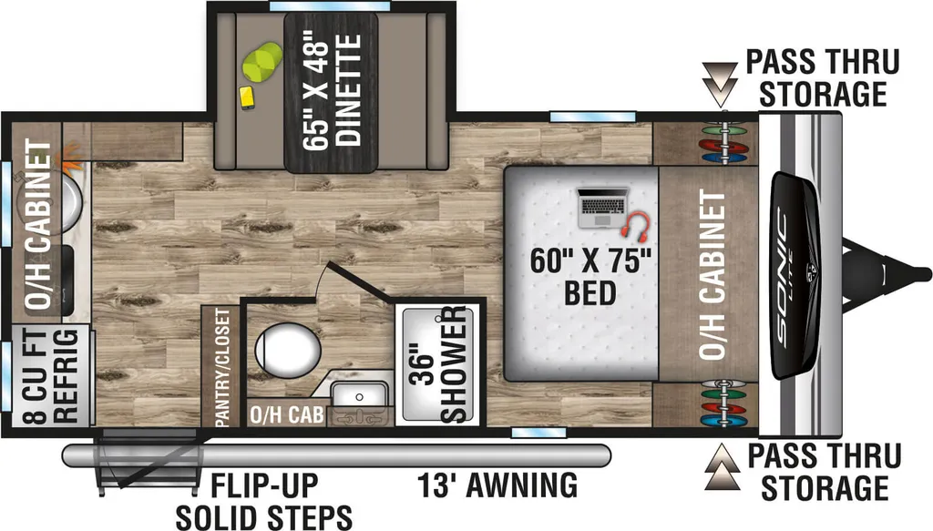2023 Venture RV Sonic Lite 169VRK floor plan