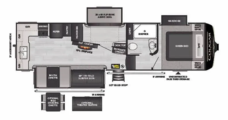 2022 Keystone Cougar Half-Ton 29MBS - Floor plan