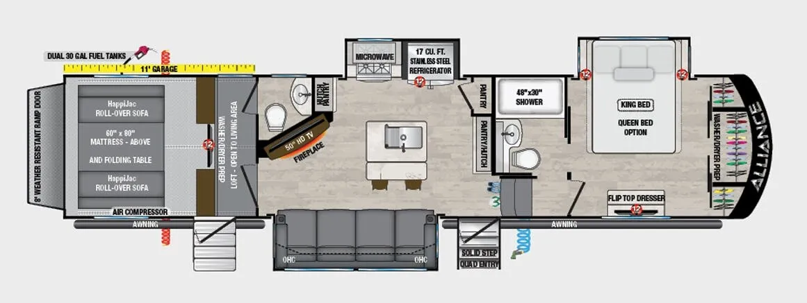 Alliance RV Valor 36V11 floor plan