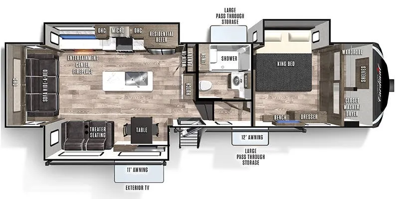 Forest River Cardinal Luxury 335RLX floor plan