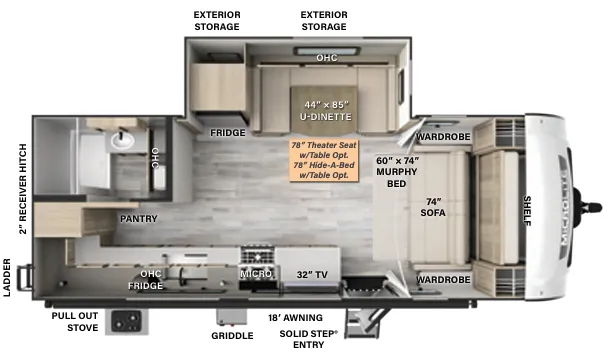 2024 Forest River Flagstaff Micro Lite 25DK - Floor plan