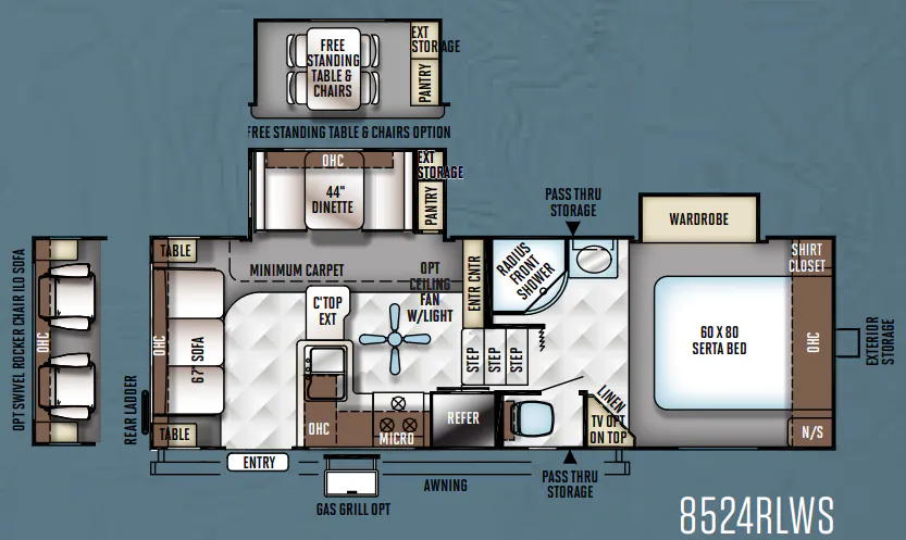 Forest River Flagstaff Classic Super Lite 8524RLWS floor plan