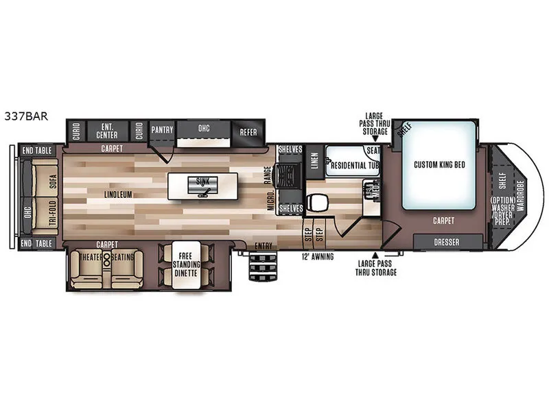 2018 Forest River Wildwood Heritage Glen 337BAR floor plan