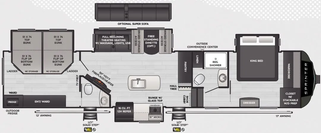 2025 Keystone Sprinter 3810QBS - Floor plan