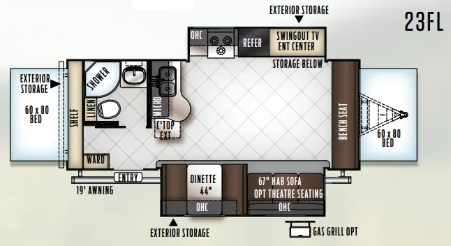 Forest River Rockwood Roo 23FL floor plan
