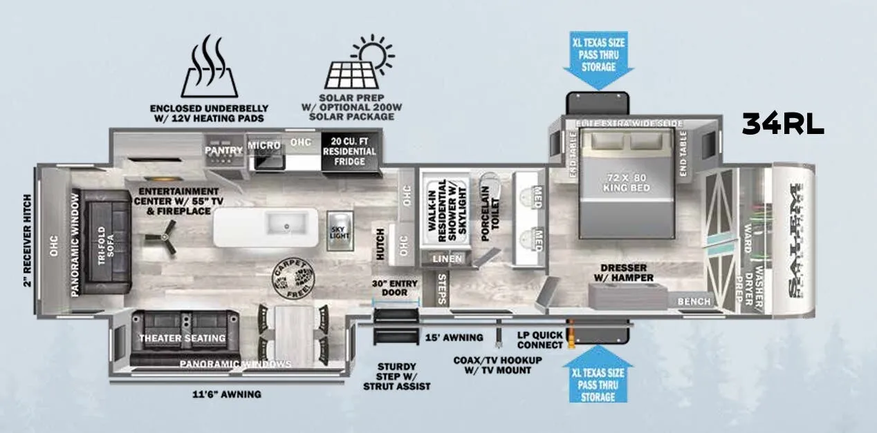 Forest River Salem Hemisphere Elite 34RL floor plan