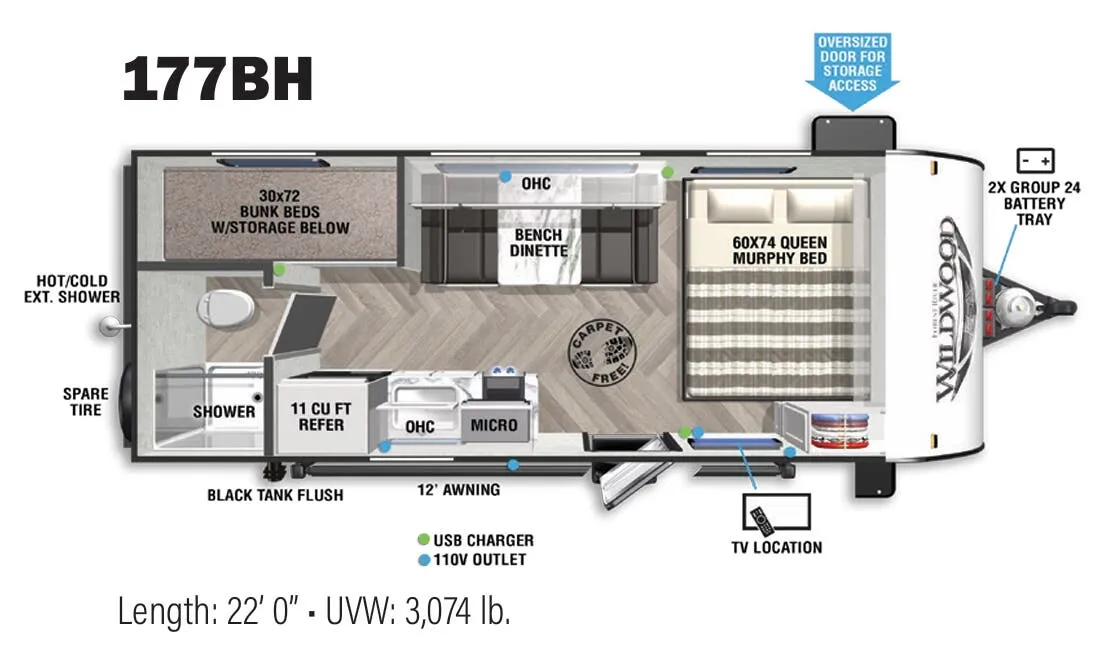 Forest River Wildwood FSX 177BH floor plan