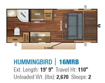 Jayco Hummingbird 16MRB floor plan