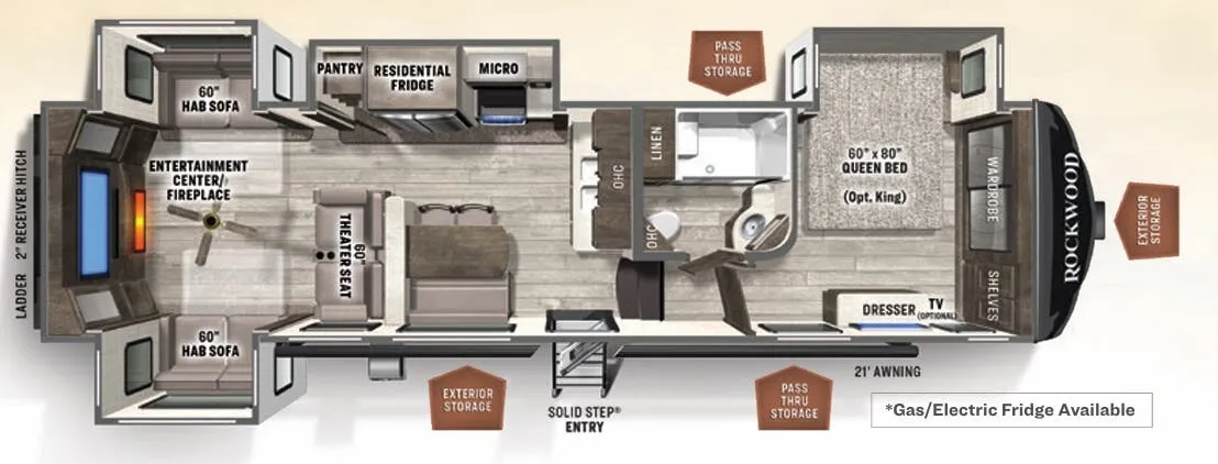 Forest River Rockwood Ultra Lite 2898BS floor plan