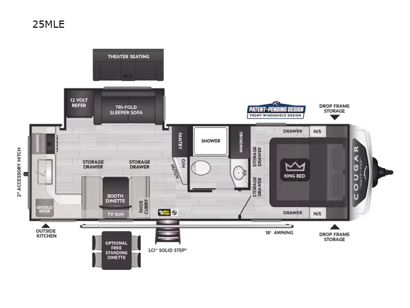 2025 Keystone Cougar Half-Ton 25MLE floor plan