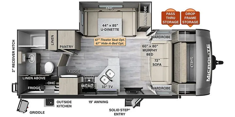 2023 Forest River Flagstaff Micro Lite 25BDS - Floor plan