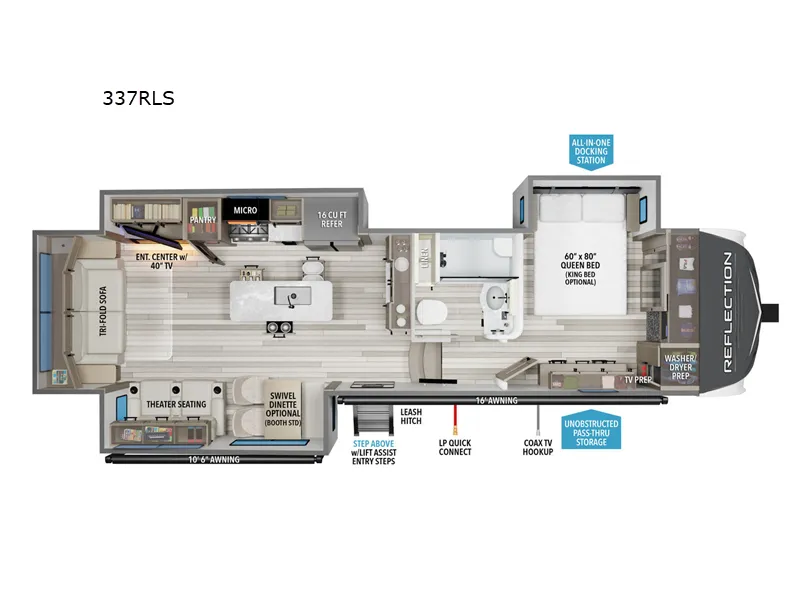 2027 Grand Design Reflection 337RLS - Floor plan