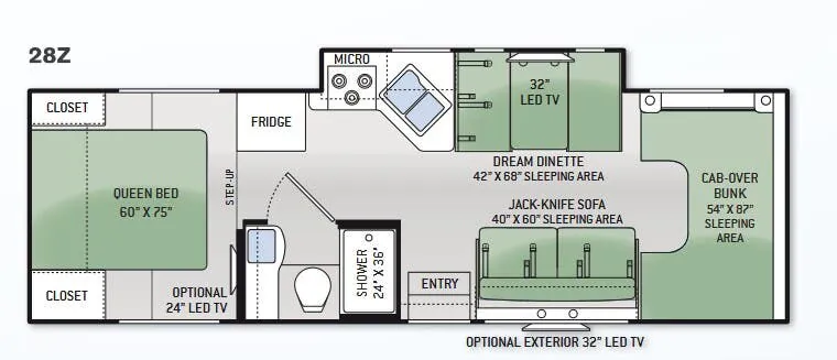 Thor Motor Coach Four Winds 28Z floor plan