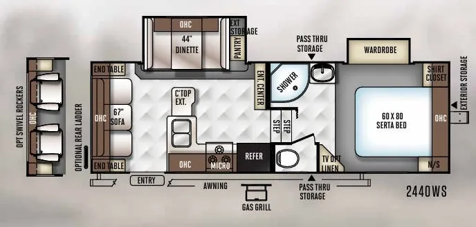 Forest River Rockwood Ultra Lite 2440WS floor plan