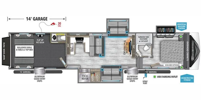 2024 Grand Design Momentum G-Class 415G - Floor plan
