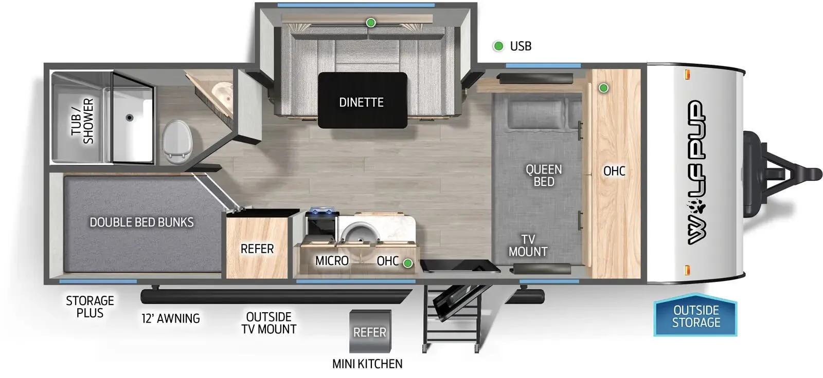 Forest River Cherokee Wolf Pup 17JW floor plan