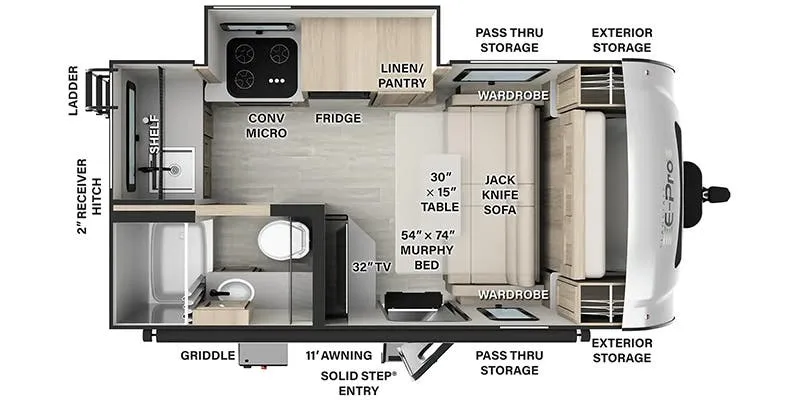 2024 Forest River Rockwood Geo Pro G15FBS floor plan