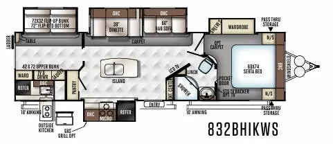 Forest River Flagstaff Classic Super Lite 832BHIKWS floor plan