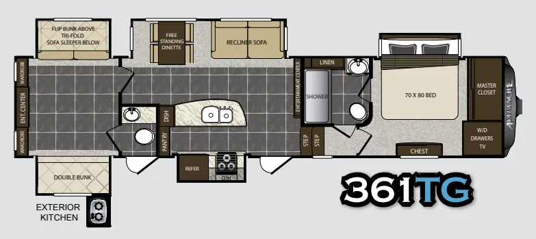 2017 Keystone Avalanche 361TG floor plan