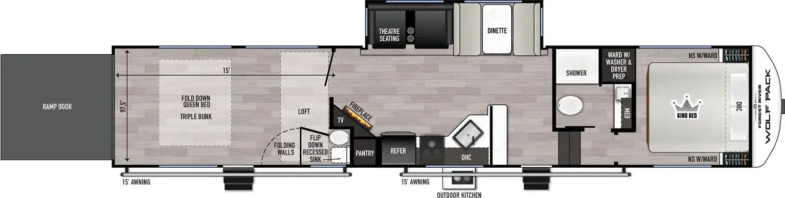 Forest River Cherokee Wolf Pack 352PACK15 floor plan