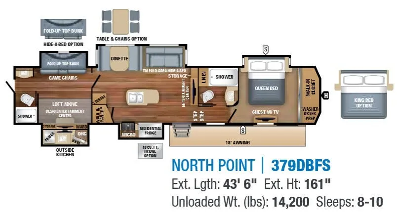 2018 Jayco North Point 379DBFS floor plan