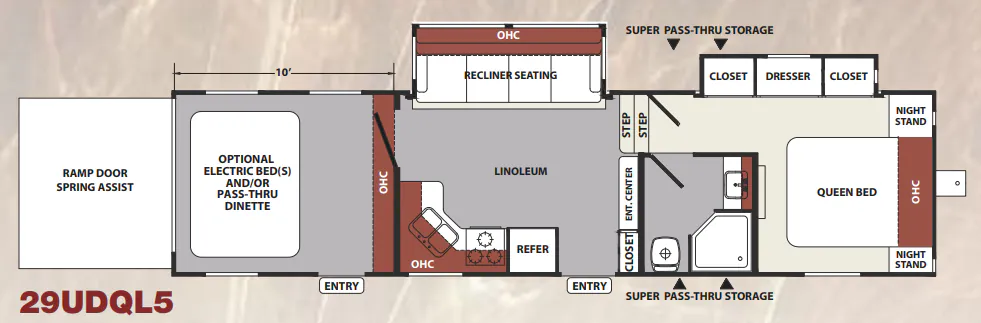 Forest River XLR Nitro 29UDQL5 floor plan