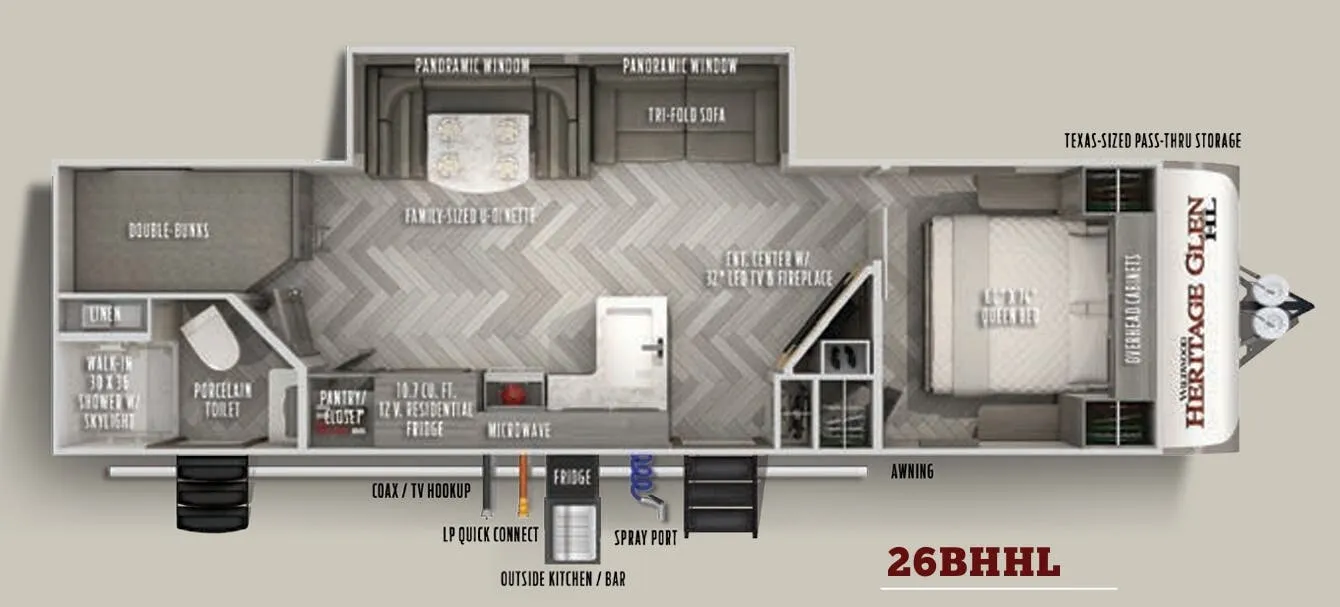 Forest River Wildwood Heritage Glen Hyper-Lyte 26BHHL floor plan