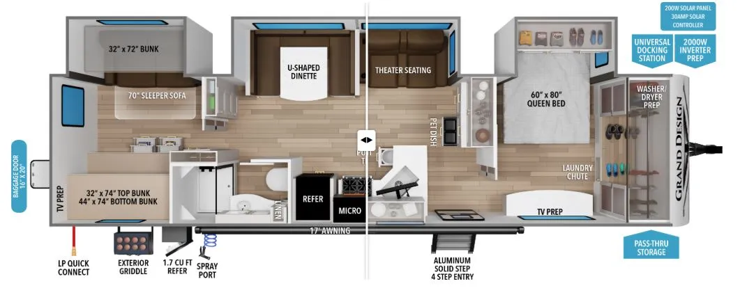 2026 Grand Design Transcend 335BHT - Floor plan