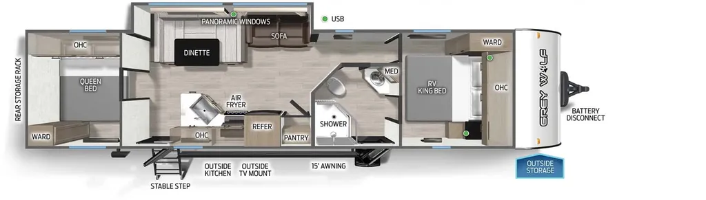 2026 Forest River Cherokee Grey Wolf 29QB floor plan