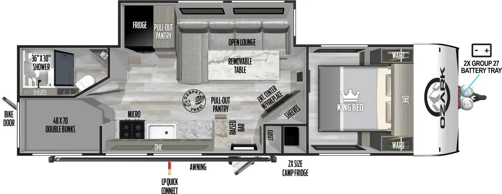 Forest River Ozark 2690BHK ASCENT floor plan